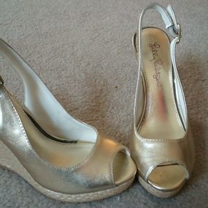 Lilly Pulitzer Kristin Gold Wedges Size 6